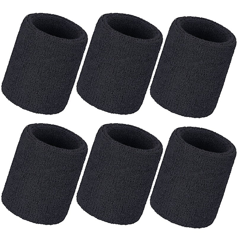 Bememo 12 Pack Sweatbands Sports Wristband Cotton Sweat Band for Men and Women, Good for Tennis, Basketball, Running, Gym, Working Out (Black) - Image 5